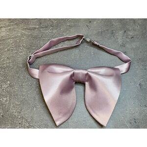 Oversized Floppy Bow Tie Mauve Lavender Satin Pre-Tied Adjustable Neck Strap